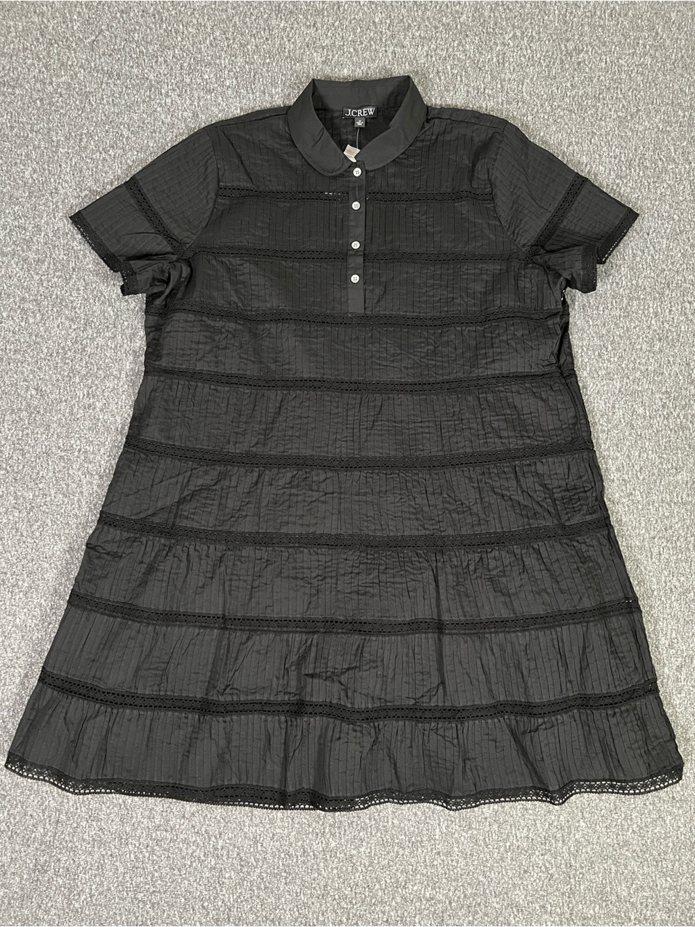J.Crew Tiered Cotton Voile Mini Shirt Dress Black Size 22 NWT $178